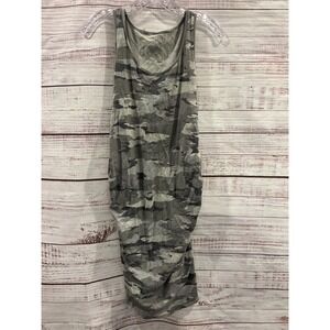 Isabel Maternity Camo Ruched Bodycon Tank Dress Gray Medium